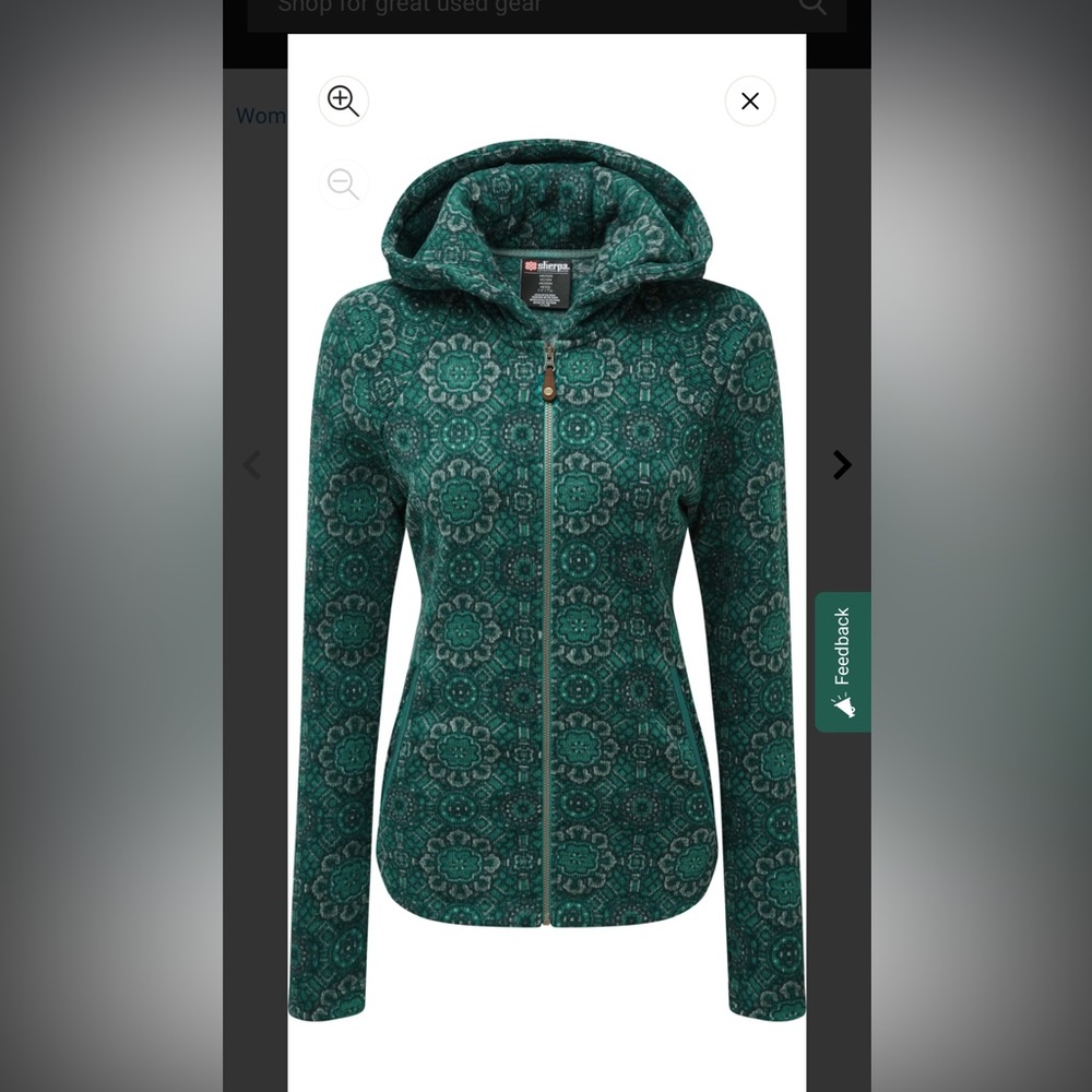 Sherpa hooded jacket genuine Sherpa green print